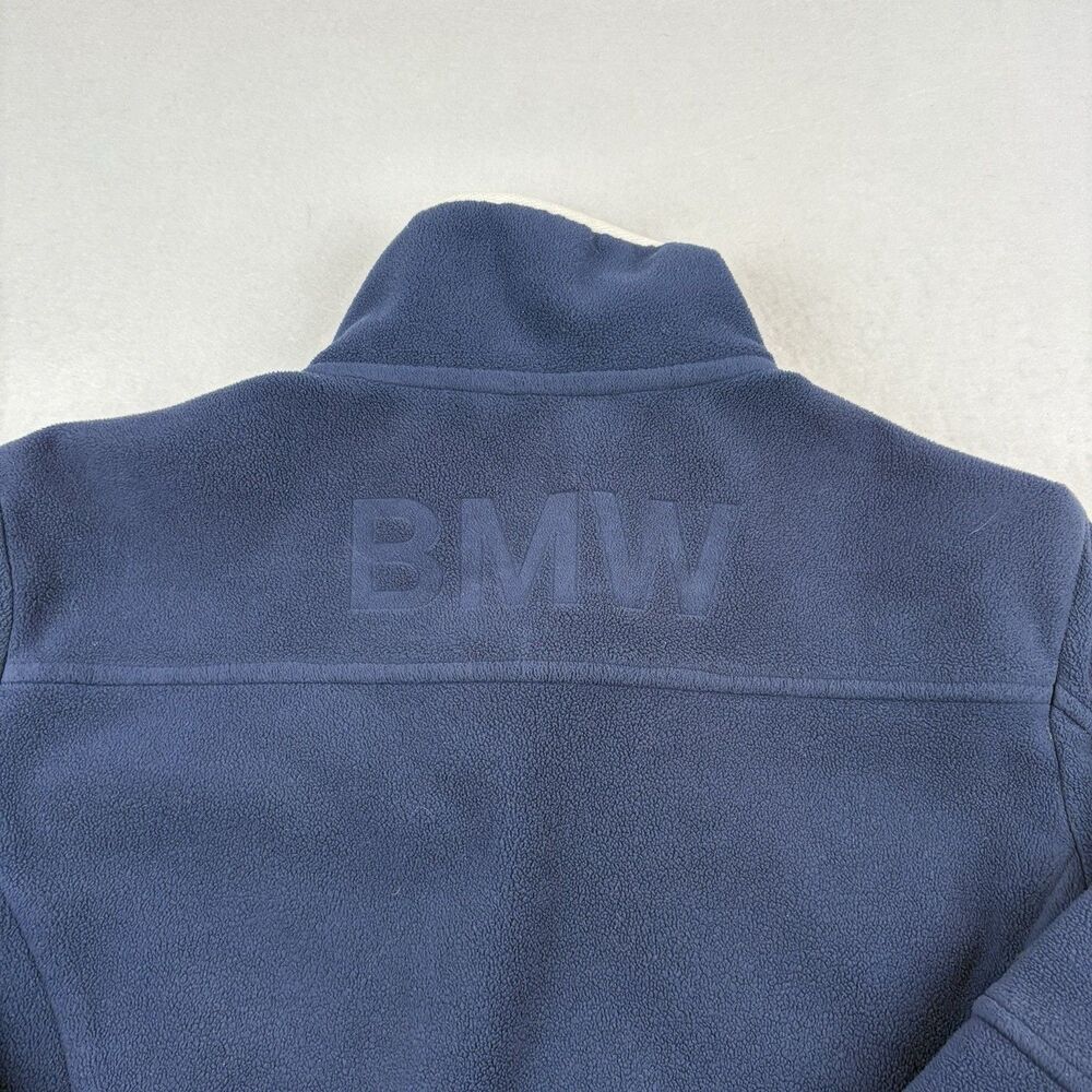 BMW Fleece Jacket Full Zip Womens M Blue Long Sleeve Pockets